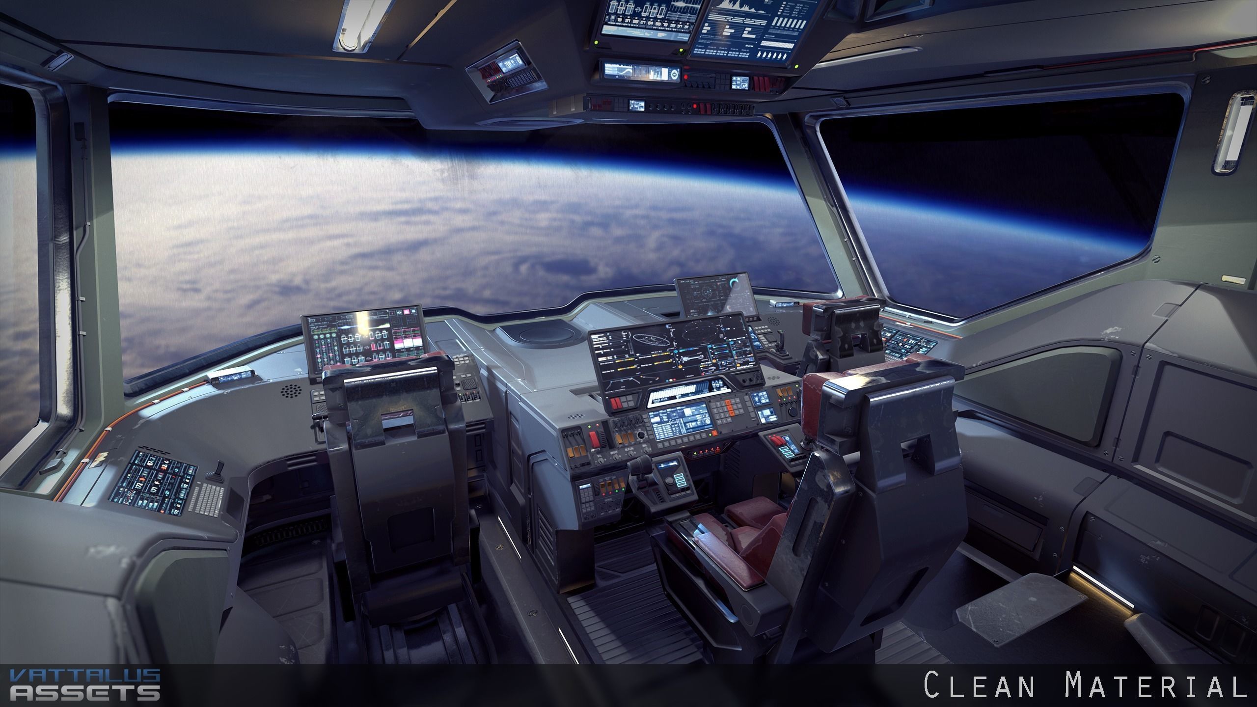 Sci Fi Fighter Cockpit Bridge 6 Low-poly 3D model_4