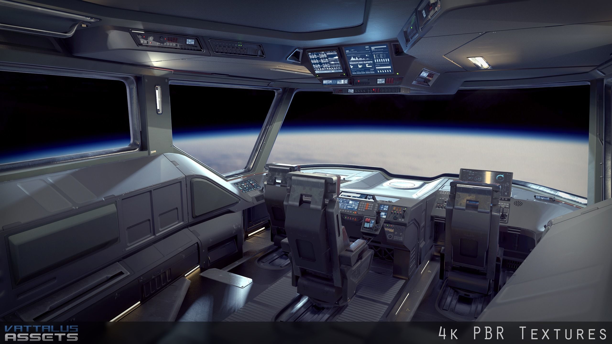 Sci Fi Fighter Cockpit Bridge 6 Low-poly 3D model_7