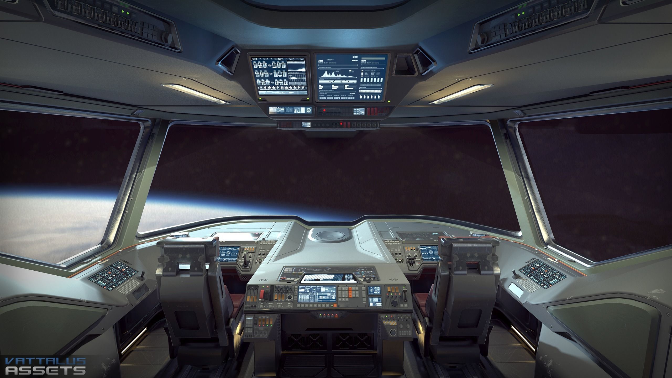 Sci Fi Fighter Cockpit Bridge 6 Low-poly 3D model_2