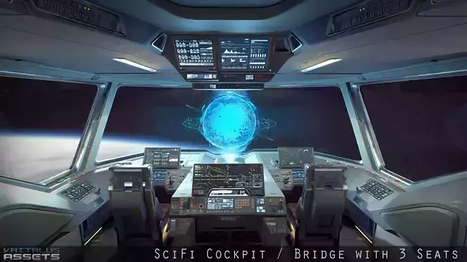 Sci Fi Fighter Cockpit Bridge 6 Low-poly 3D model