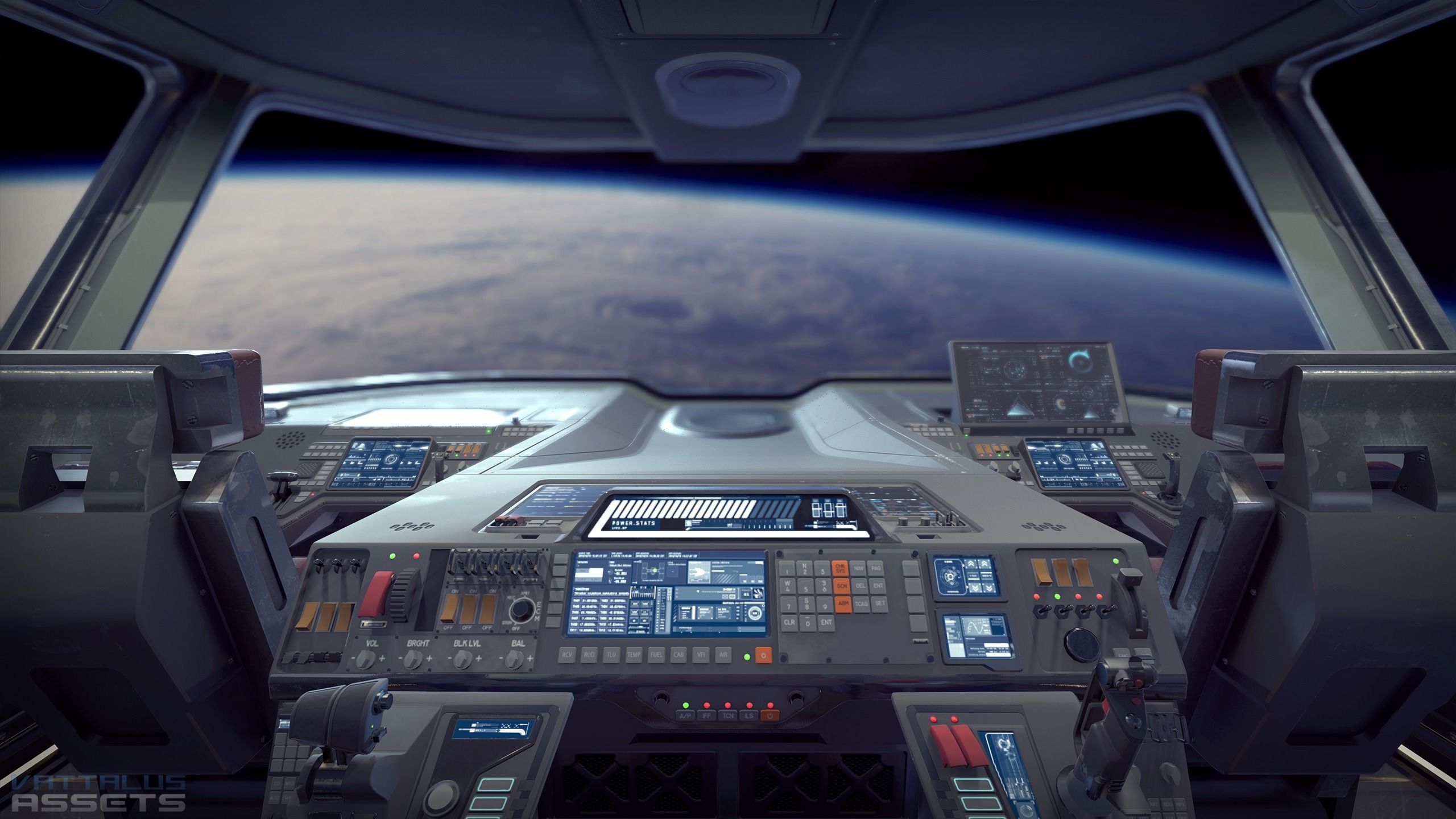 Sci Fi Fighter Cockpit Bridge 6 Low-poly 3D model_3