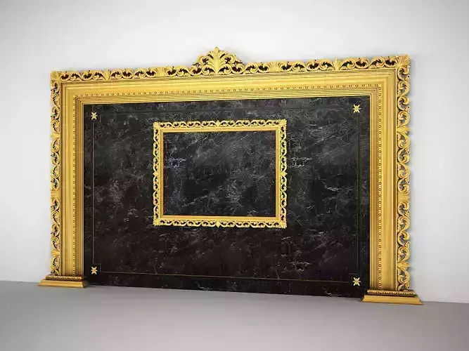 Vismar ornate gold frame on marble fireplace 3D model