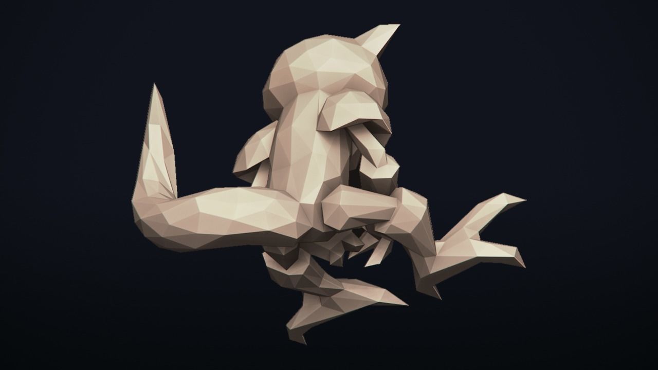 Abra - Stylized Pokemon LowPoly Art - 3D print model_10