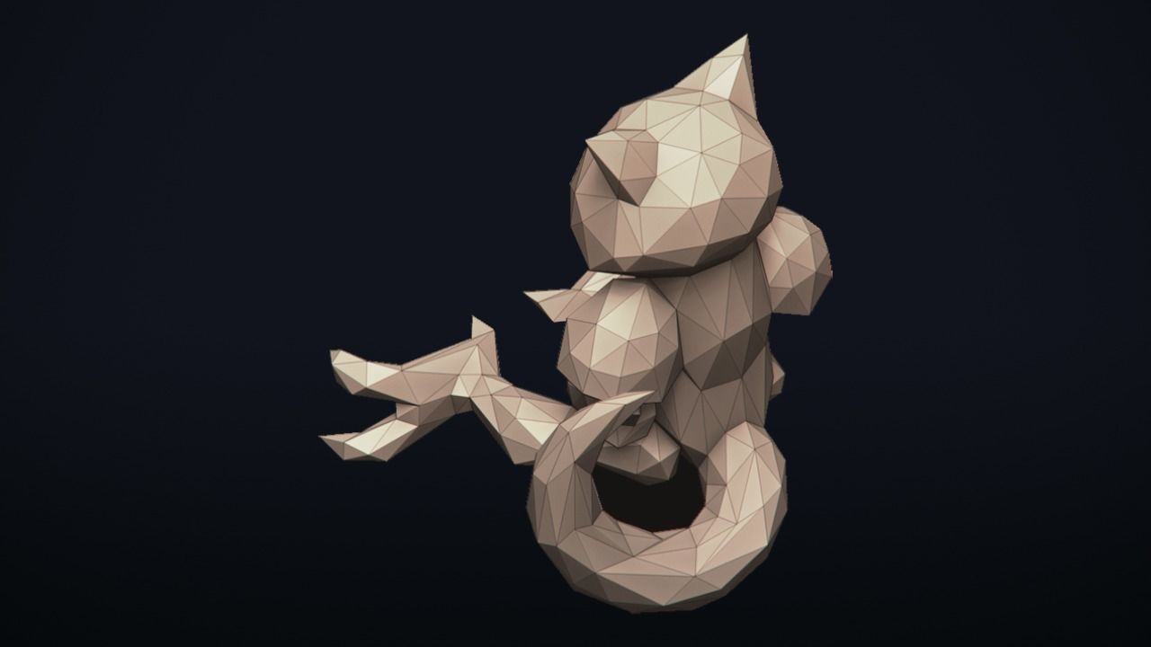 Abra - Stylized Pokemon LowPoly Art - 3D print model_16