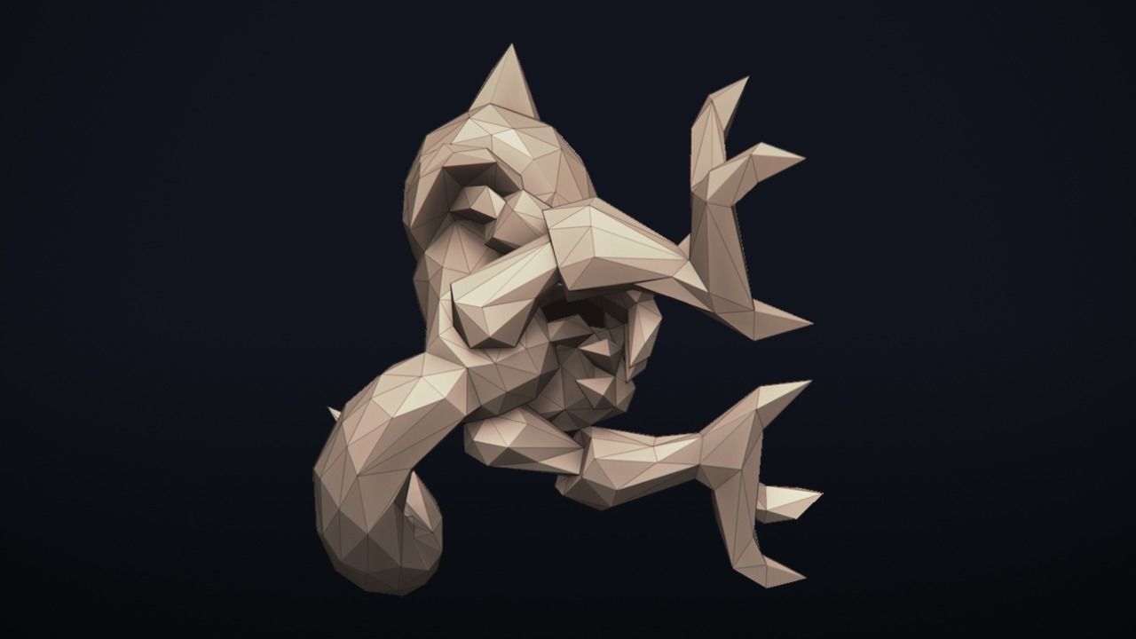 Abra - Stylized Pokemon LowPoly Art - 3D print model_14