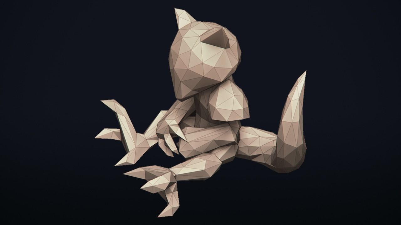 Abra - Stylized Pokemon LowPoly Art - 3D print model_18