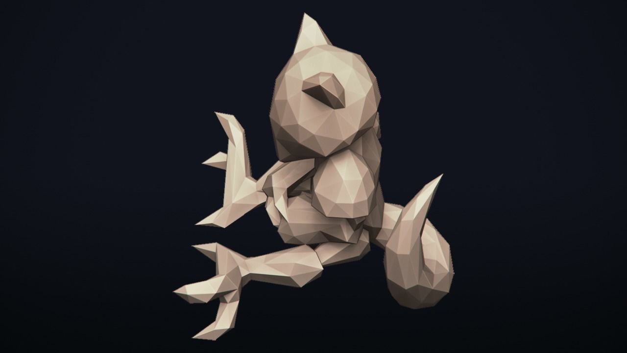 Abra - Stylized Pokemon LowPoly Art - 3D print model_8