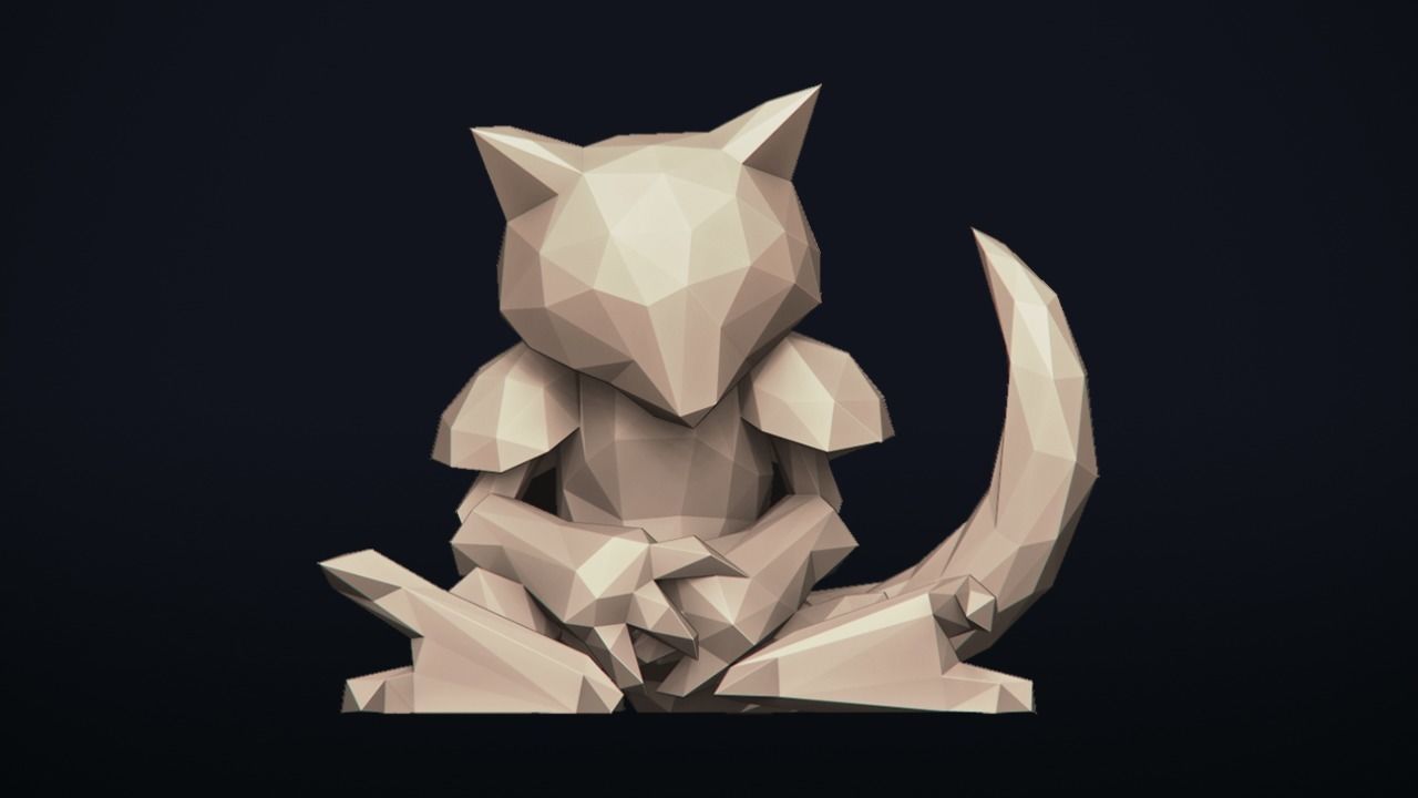 Abra - Stylized Pokemon LowPoly Art - 3D print model_1