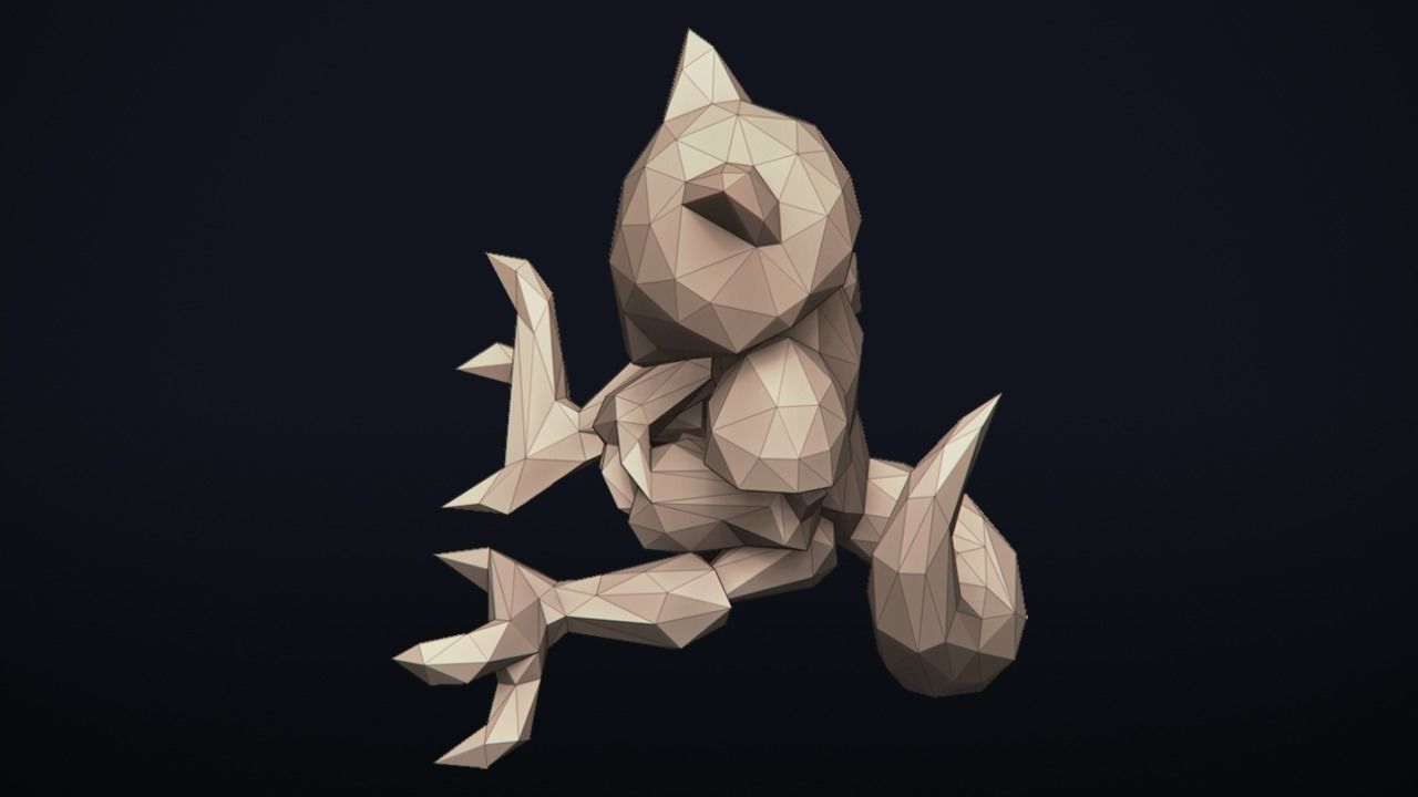 Abra - Stylized Pokemon LowPoly Art - 3D print model_17