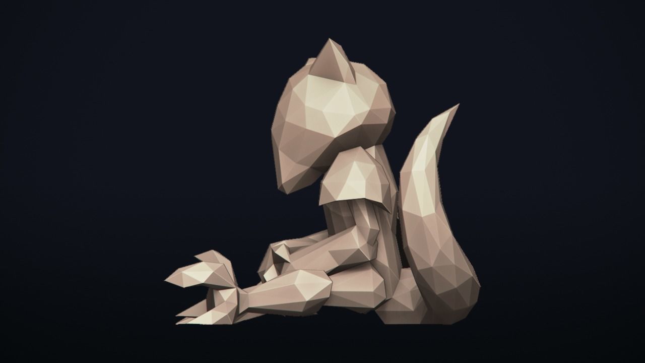Abra - Stylized Pokemon LowPoly Art - 3D print model_2
