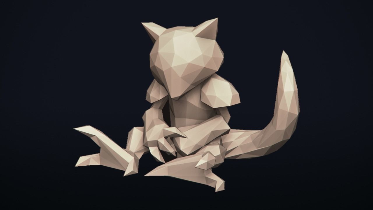 Abra - Stylized Pokemon LowPoly Art - 3D print model_7