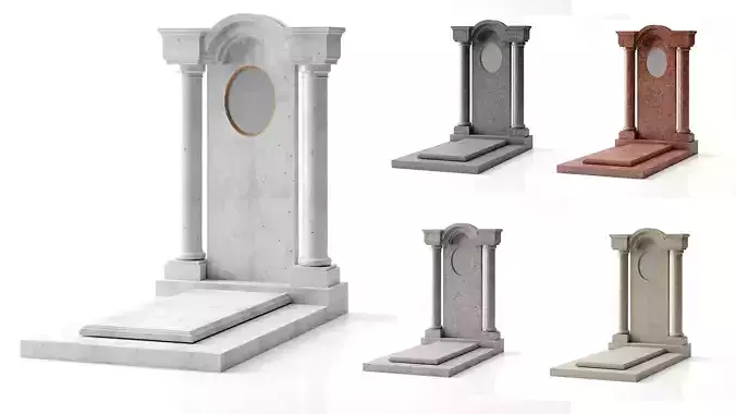 Tombstone marble pedestal with mirror