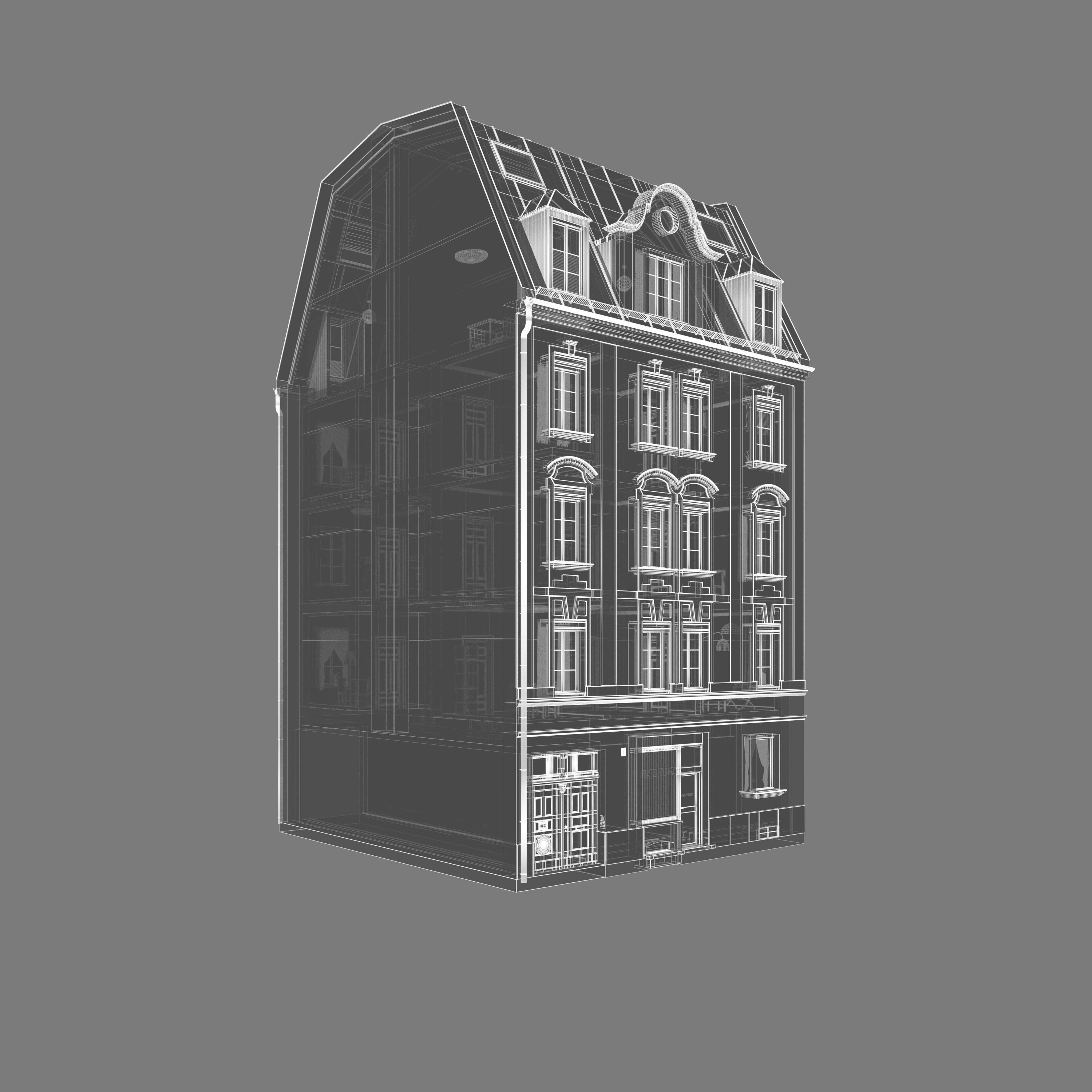 Residential City Building - Row - 05 - Detailed Dormer 3D model_4