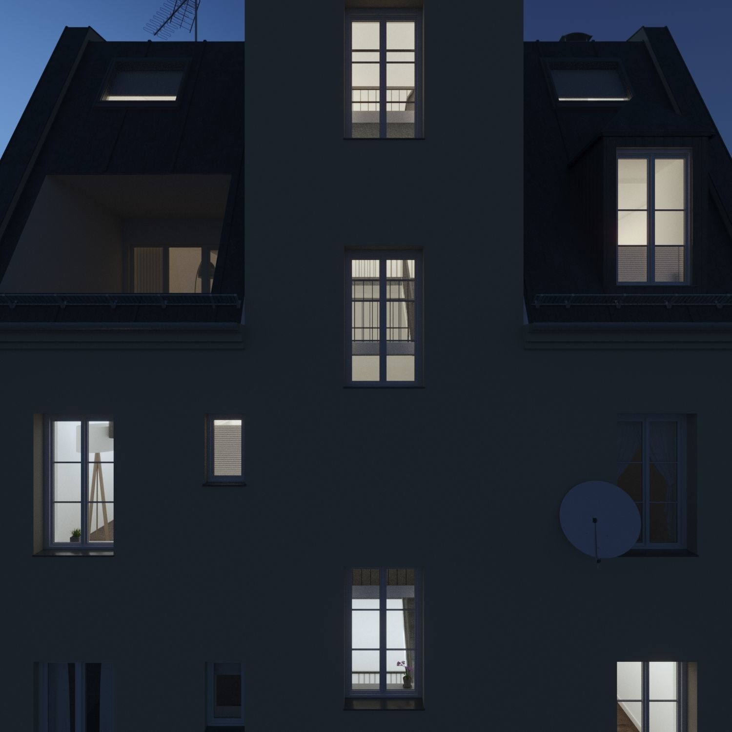 Residential City Building - Row - 05 - Detailed Dormer 3D model_9