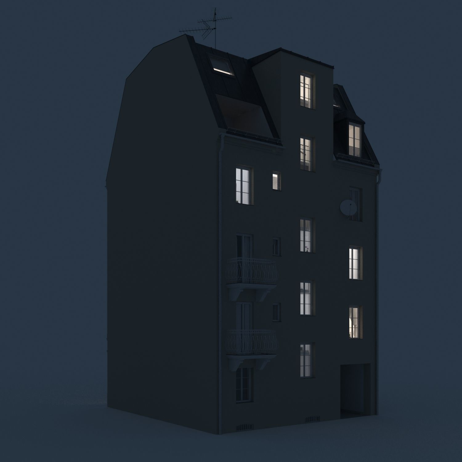 Residential City Building - Row - 05 - Detailed Dormer 3D model_3