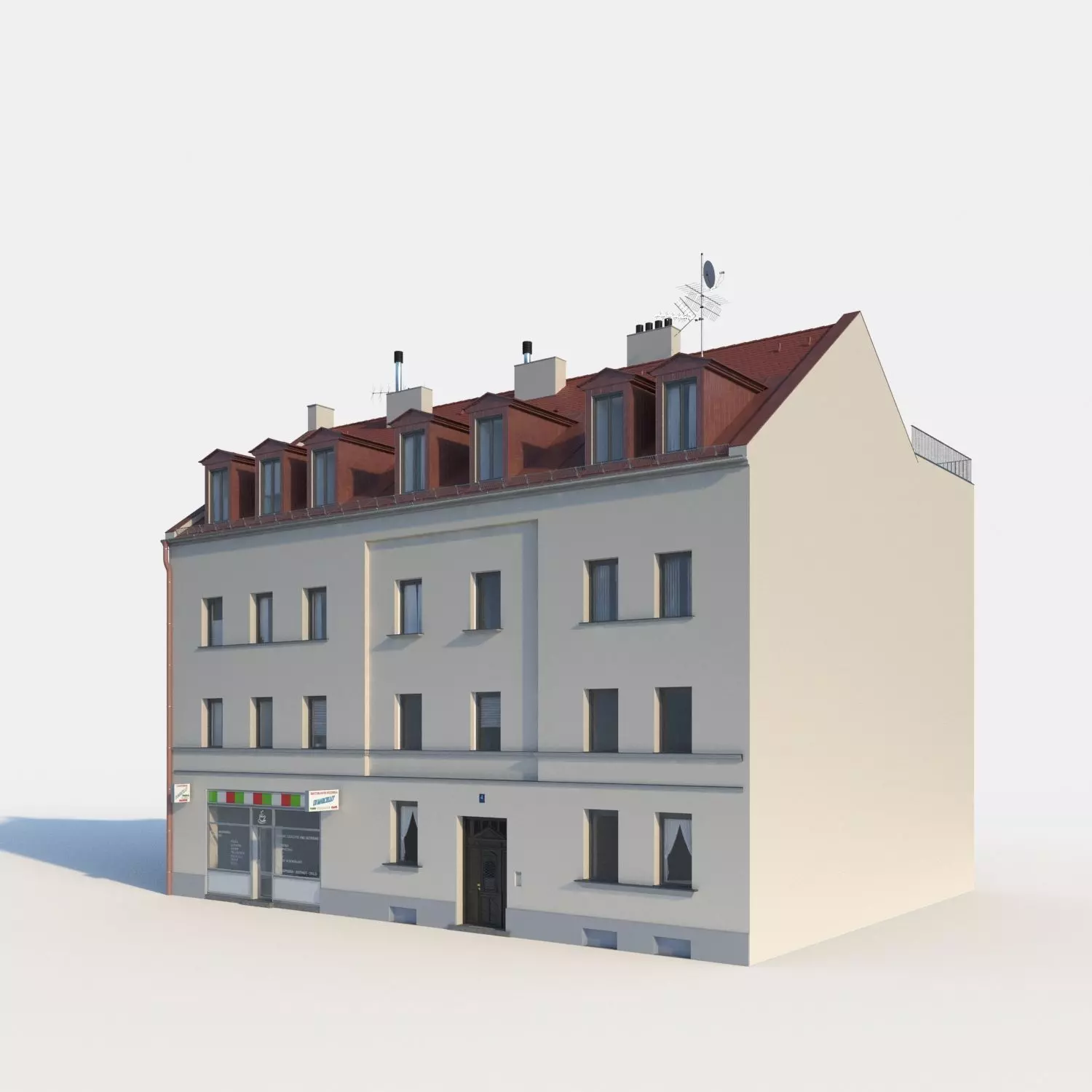Residential City Building - Row - 04 - Takeaway Shop 3D model_0