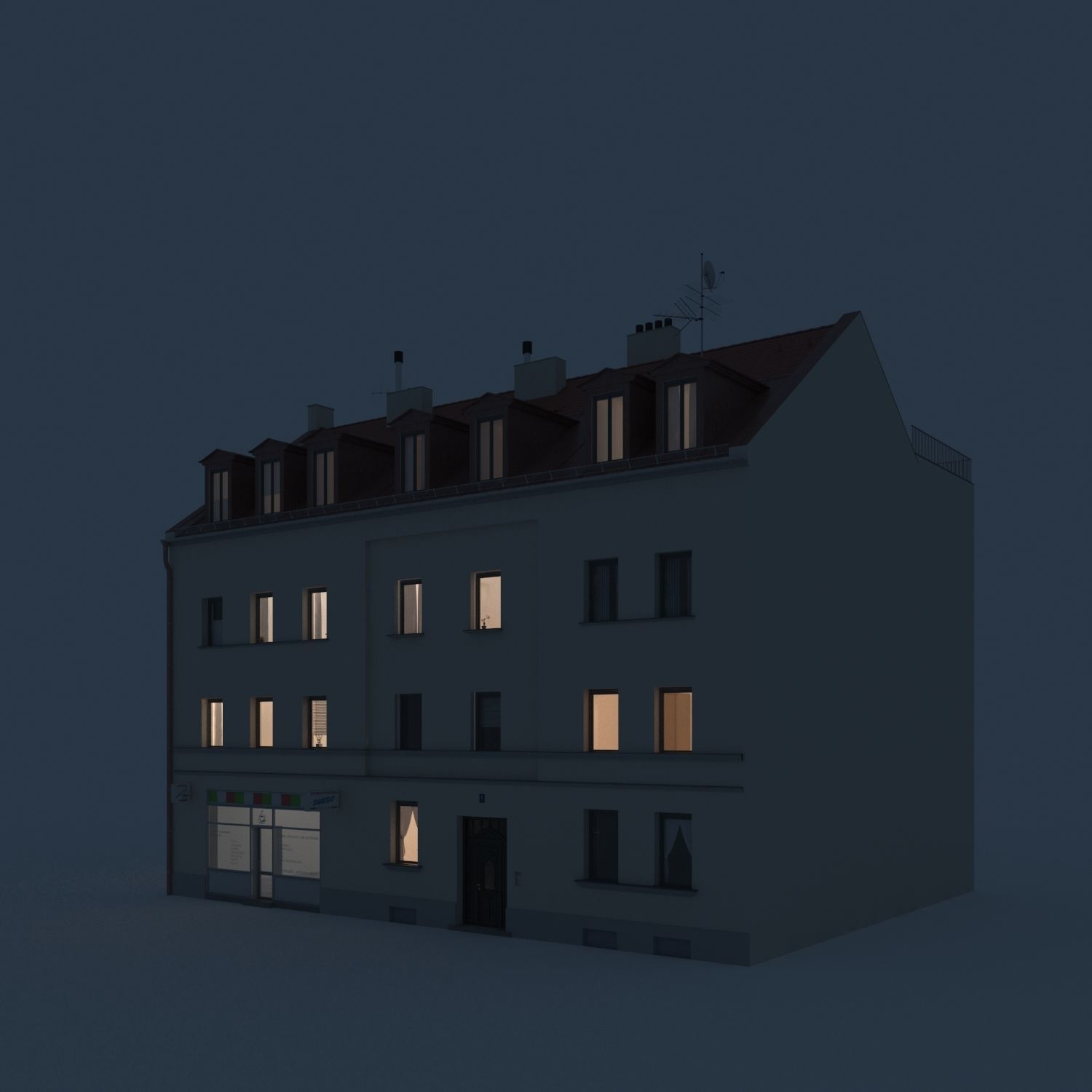 Residential City Building - Row - 04 - Takeaway Shop 3D model_2