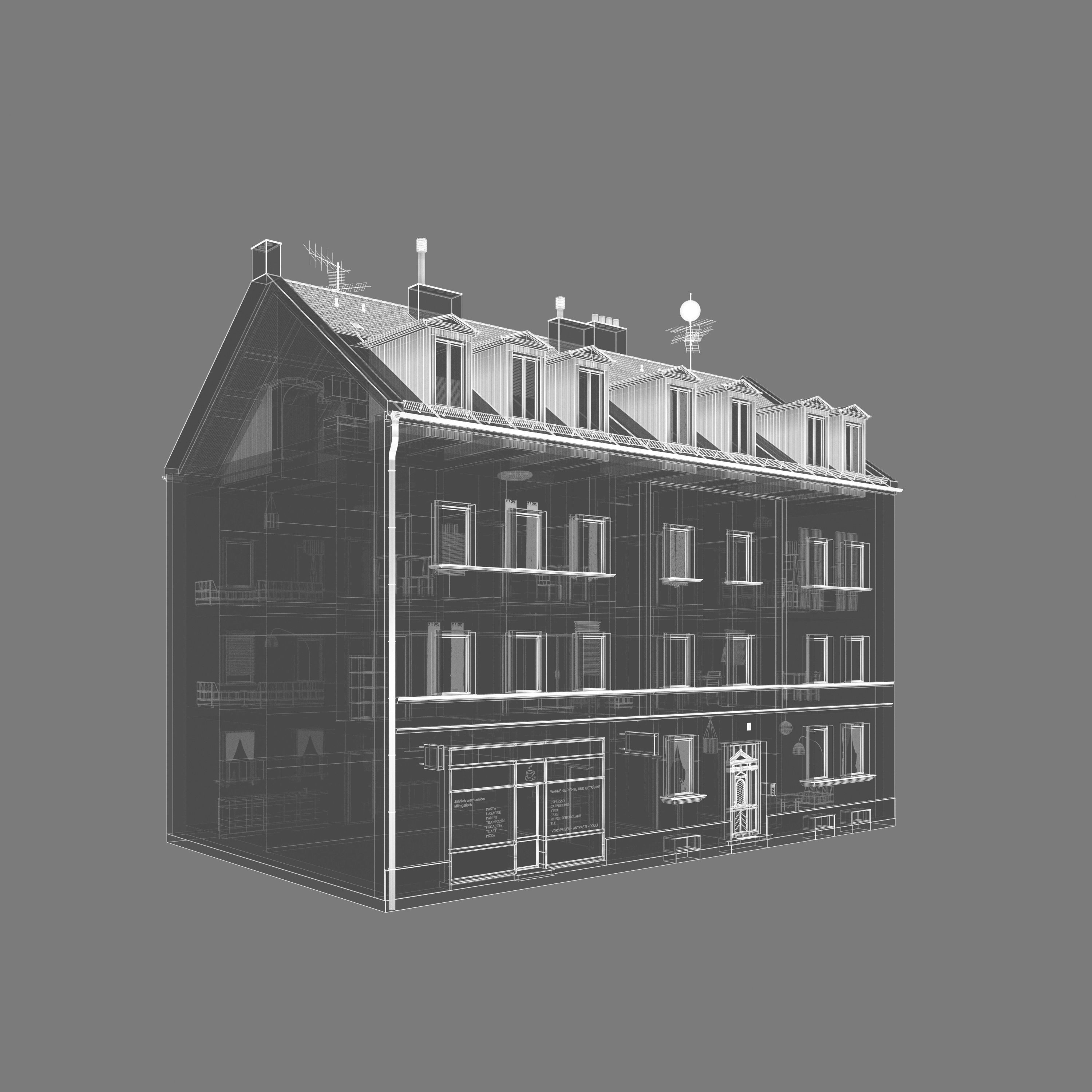 Residential City Building - Row - 04 - Takeaway Shop 3D model_4