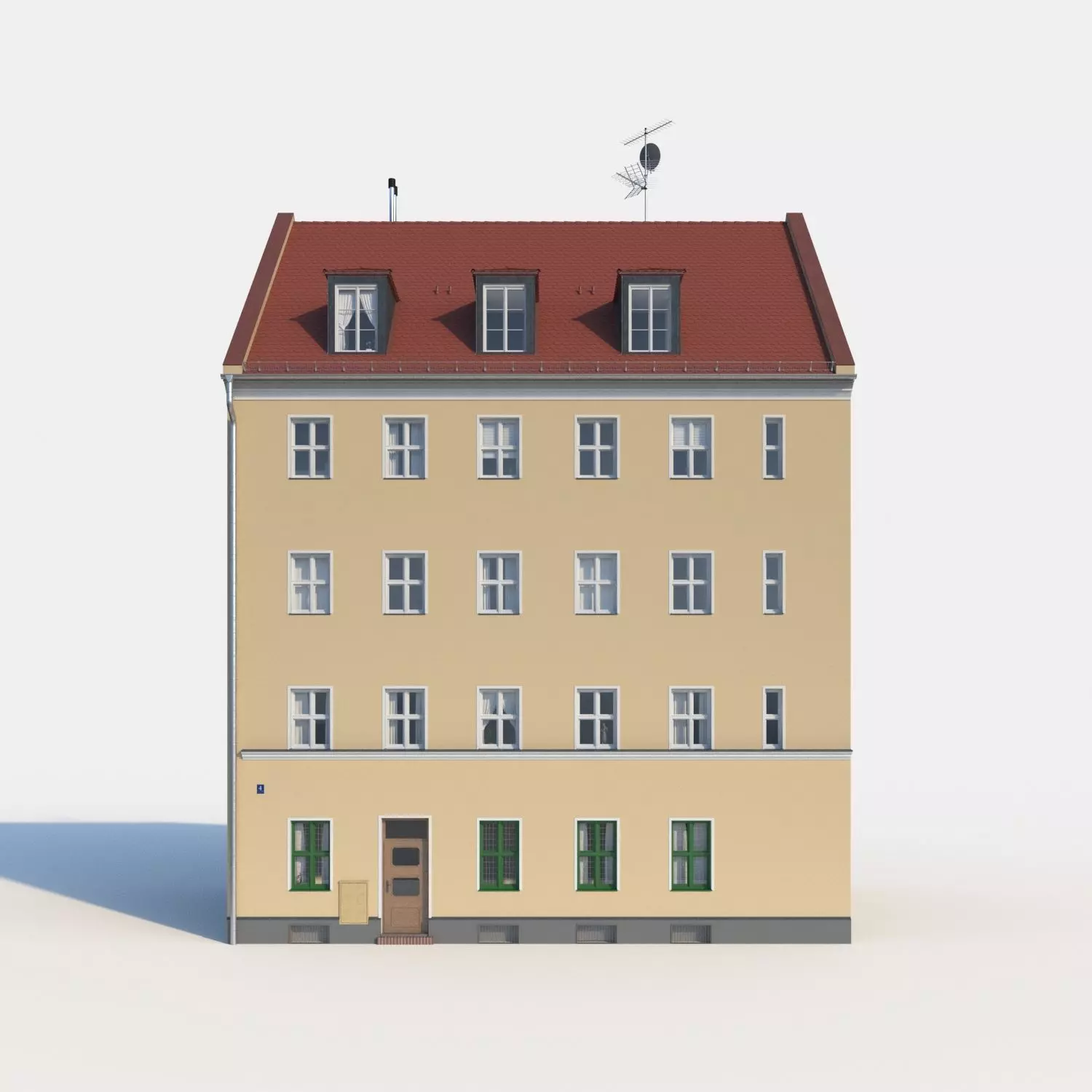 Residential City Building - Row - 03 - Clean Facade 3D model_0