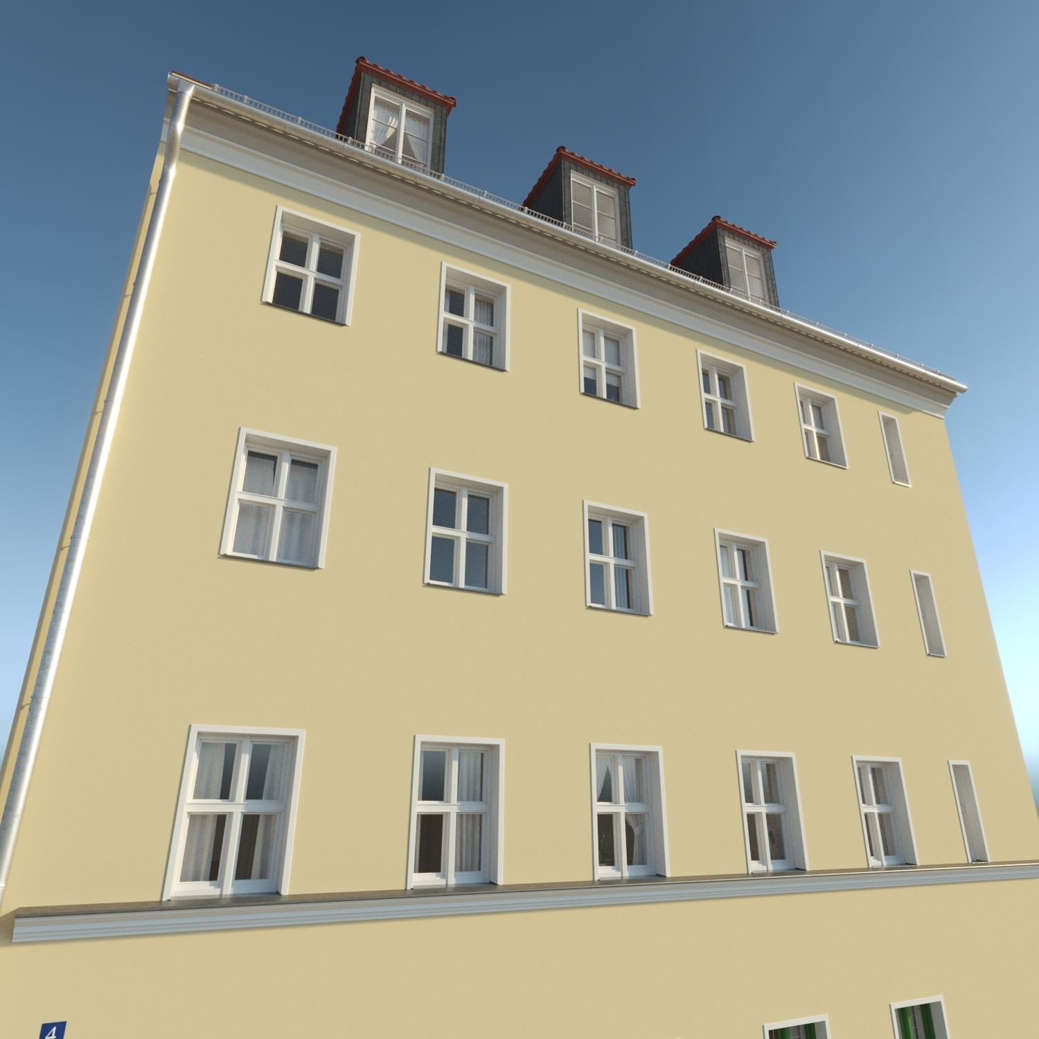 Residential City Building - Row - 03 - Clean Facade 3D model_5