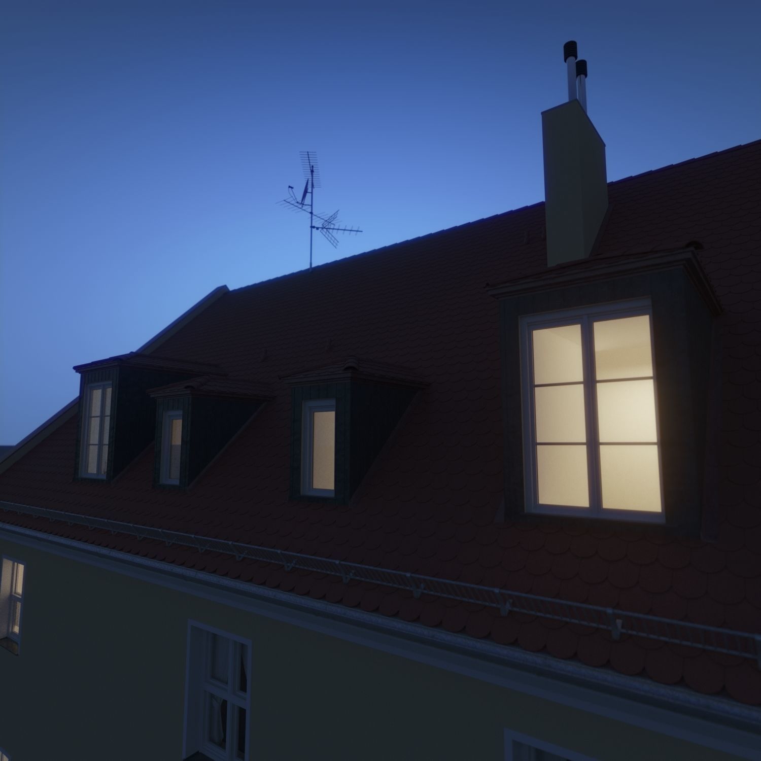 Residential City Building - Row - 03 - Clean Facade 3D model_11