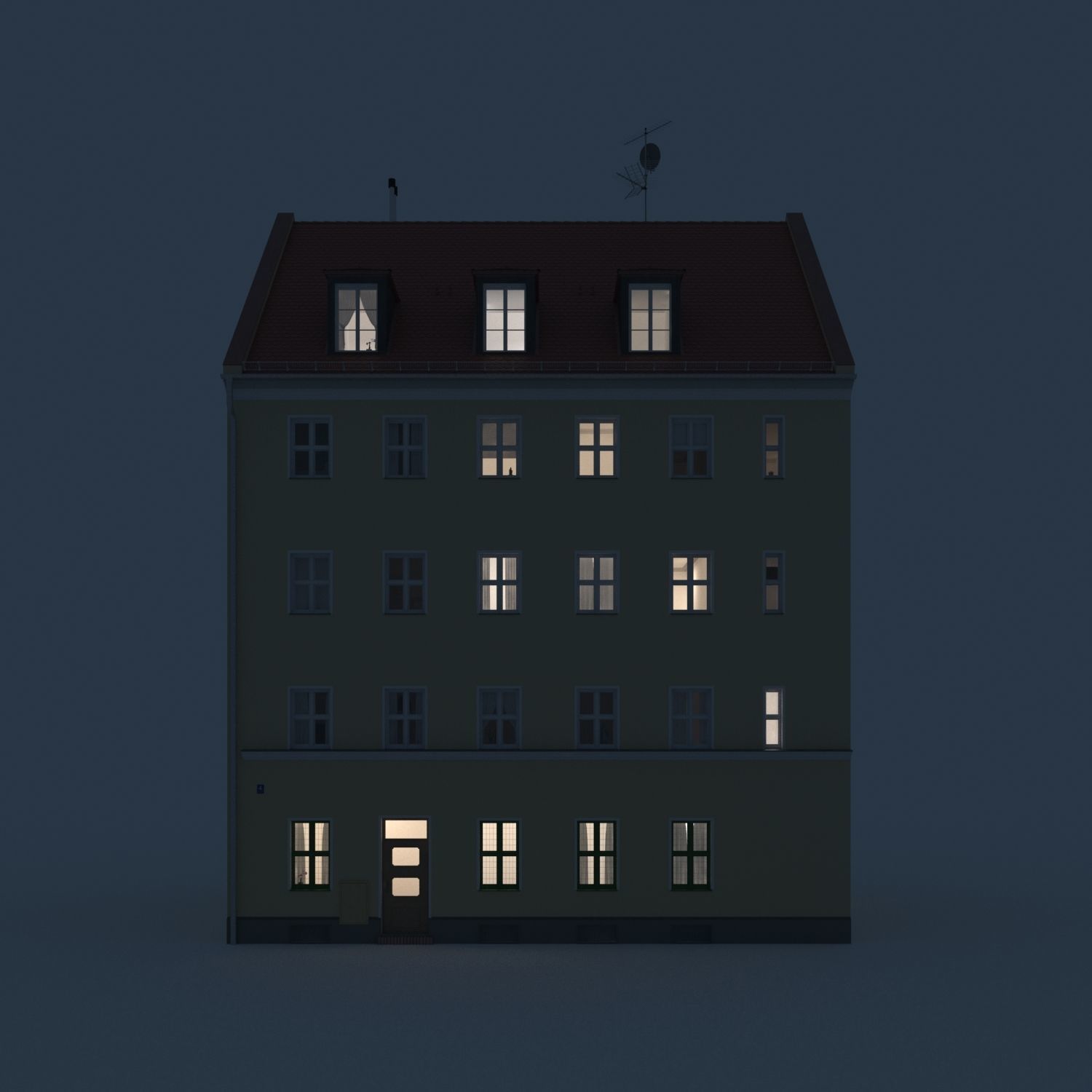 Residential City Building - Row - 03 - Clean Facade 3D model_2