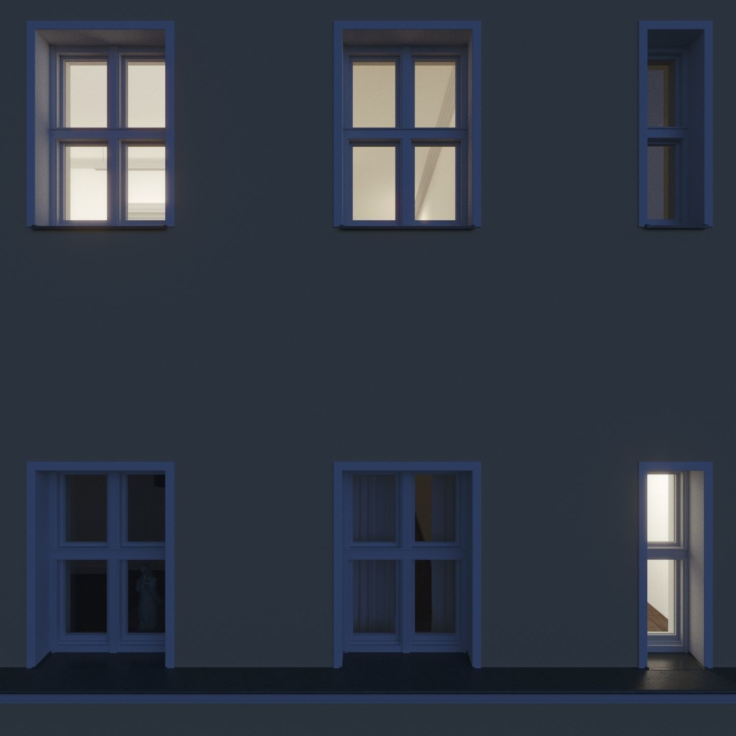 Residential City Building - Row - 03 - Clean Facade 3D model_10