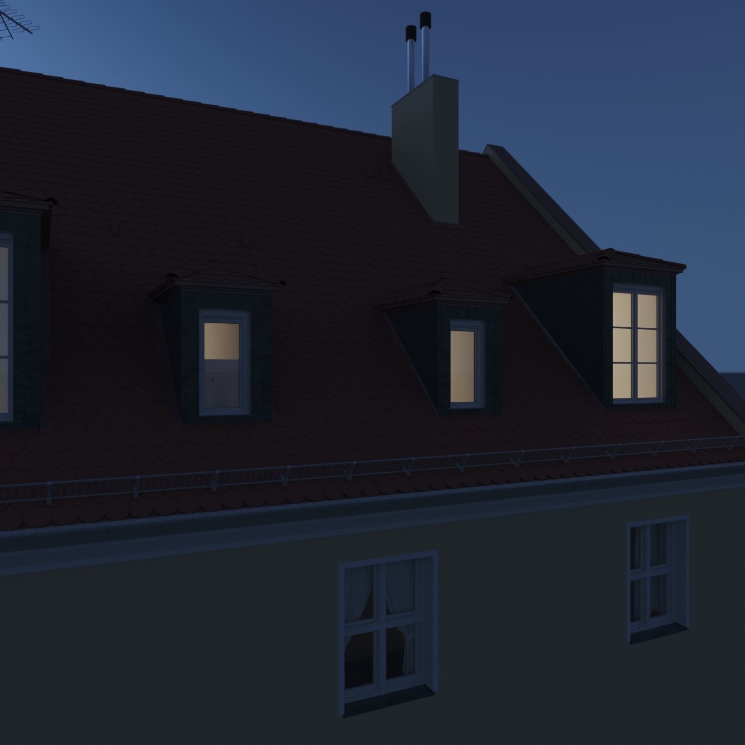 Residential City Building - Row - 03 - Clean Facade 3D model_9