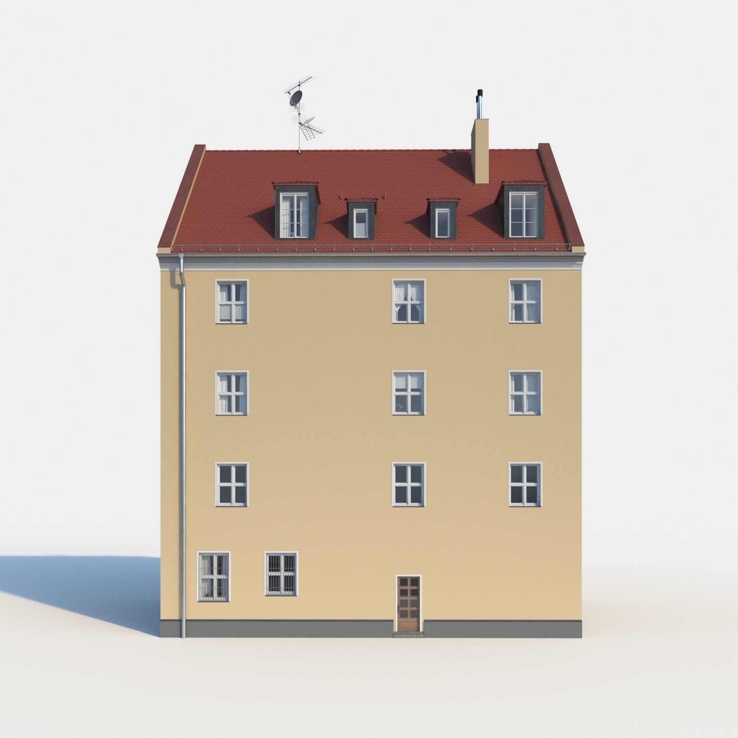 Residential City Building - Row - 03 - Clean Facade 3D model_1