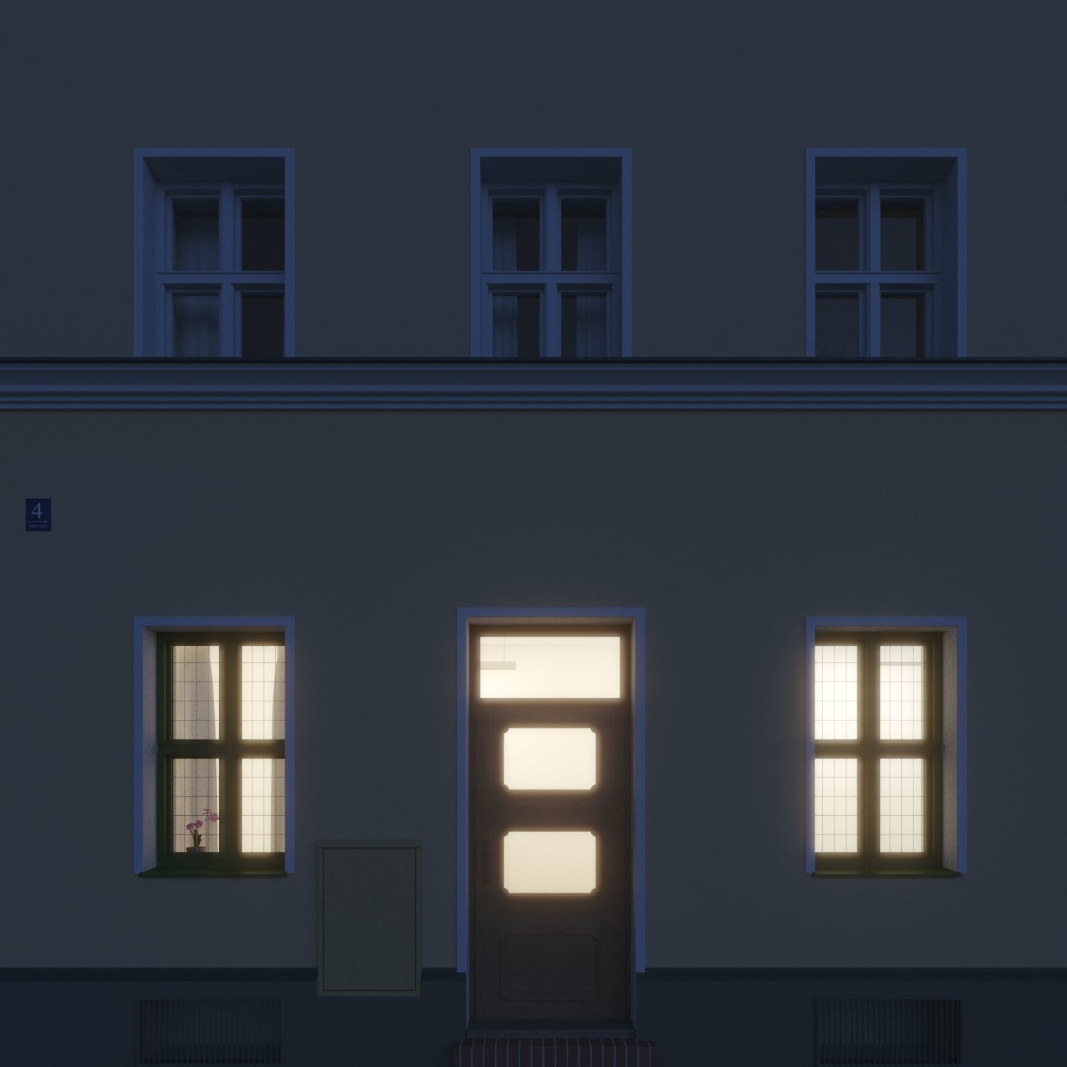 Residential City Building - Row - 03 - Clean Facade 3D model_12