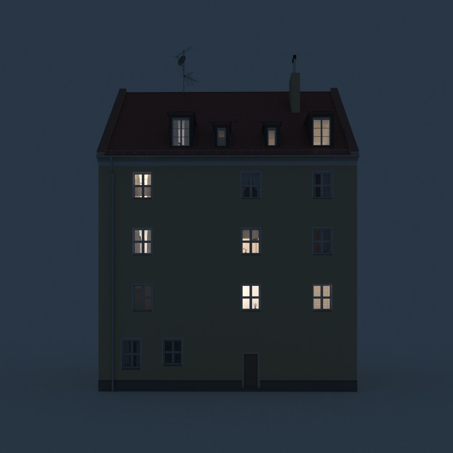 Residential City Building - Row - 03 - Clean Facade 3D model_3