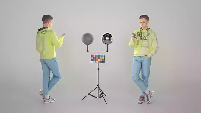 Stylish man is texting a message 38 Low-poly 3D model