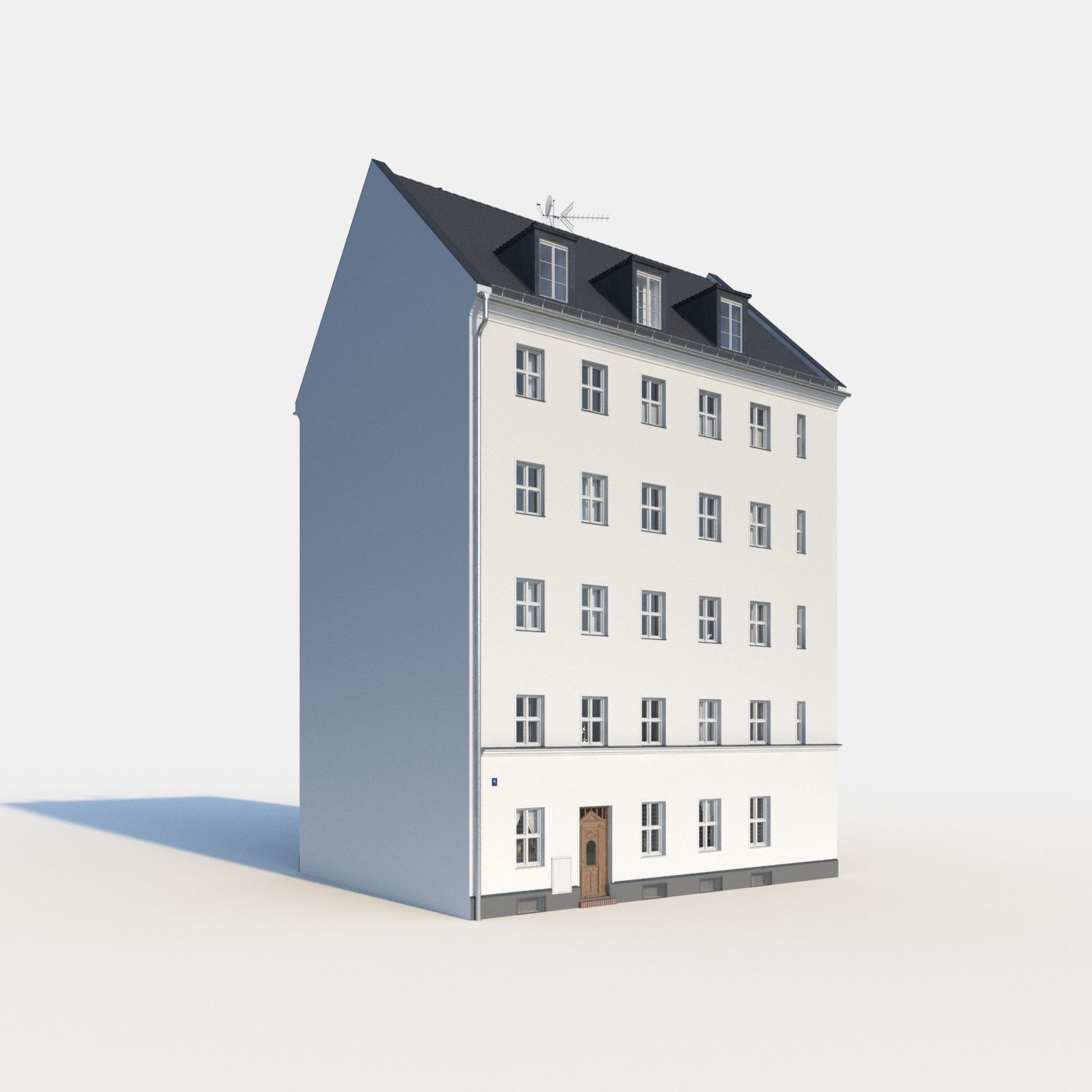 Residential City Building - Row - 02 - Clean Facade 3D model_1