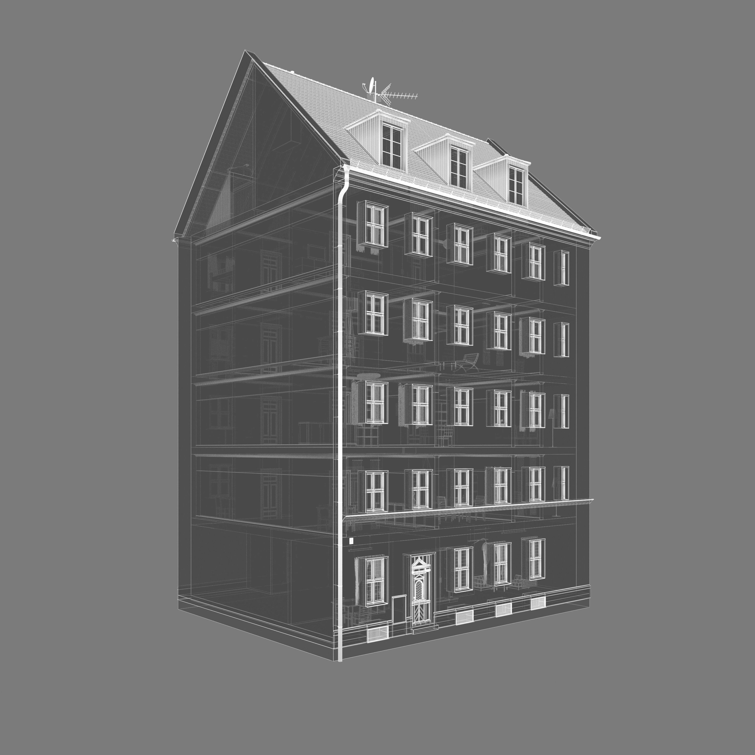 Residential City Building - Row - 02 - Clean Facade 3D model_4