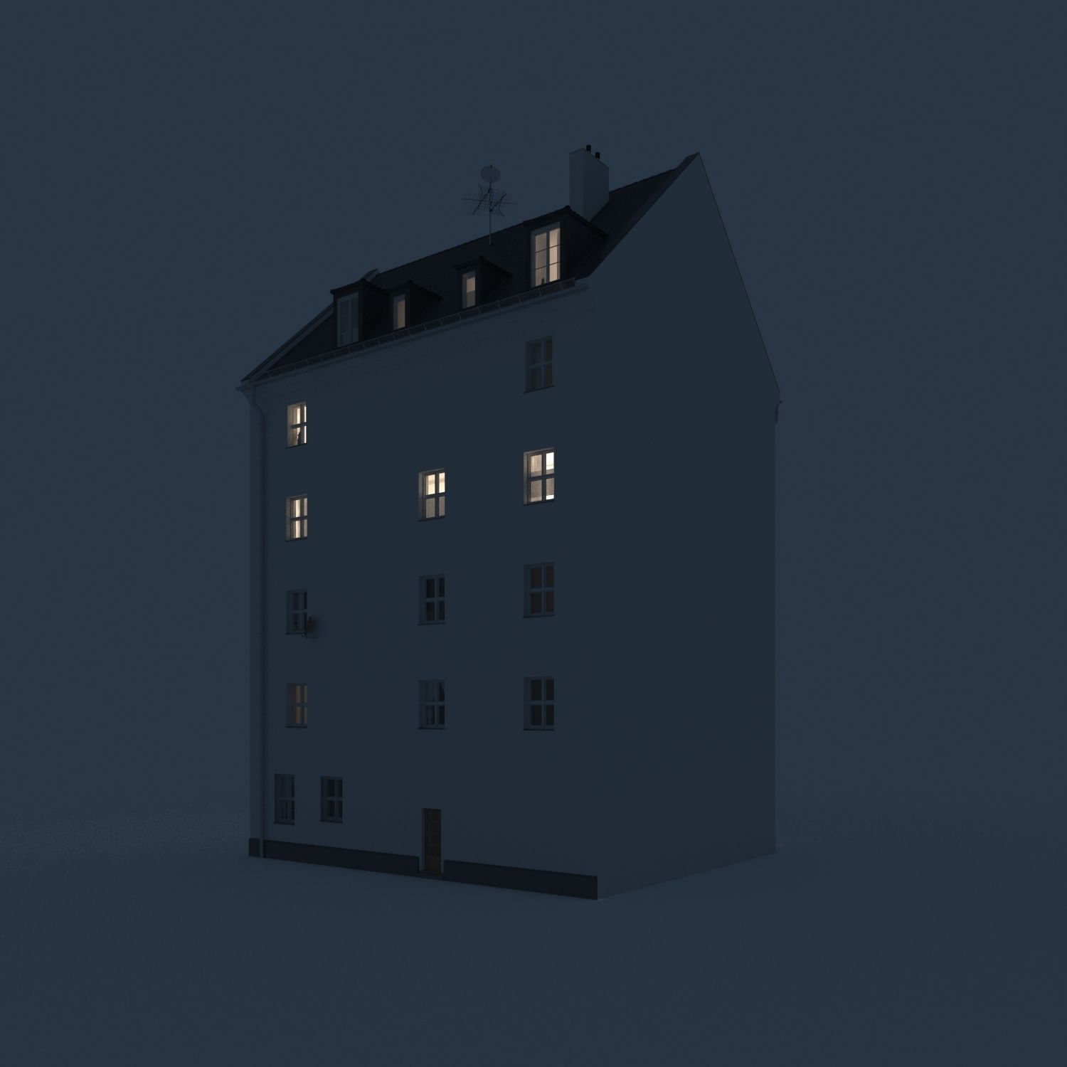 Residential City Building - Row - 02 - Clean Facade 3D model_2