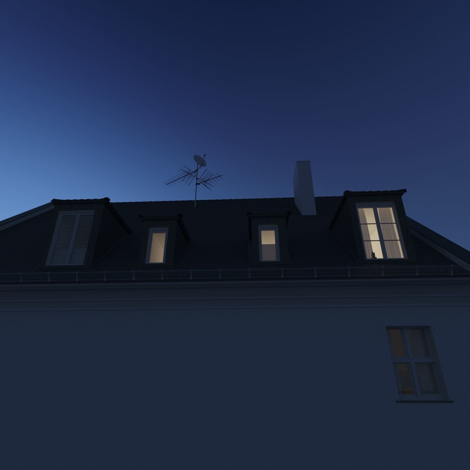 Residential City Building - Row - 02 - Clean Facade 3D model_9