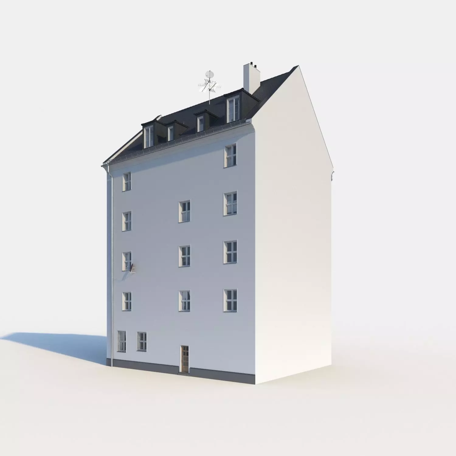 Residential City Building - Row - 02 - Clean Facade 3D model_0