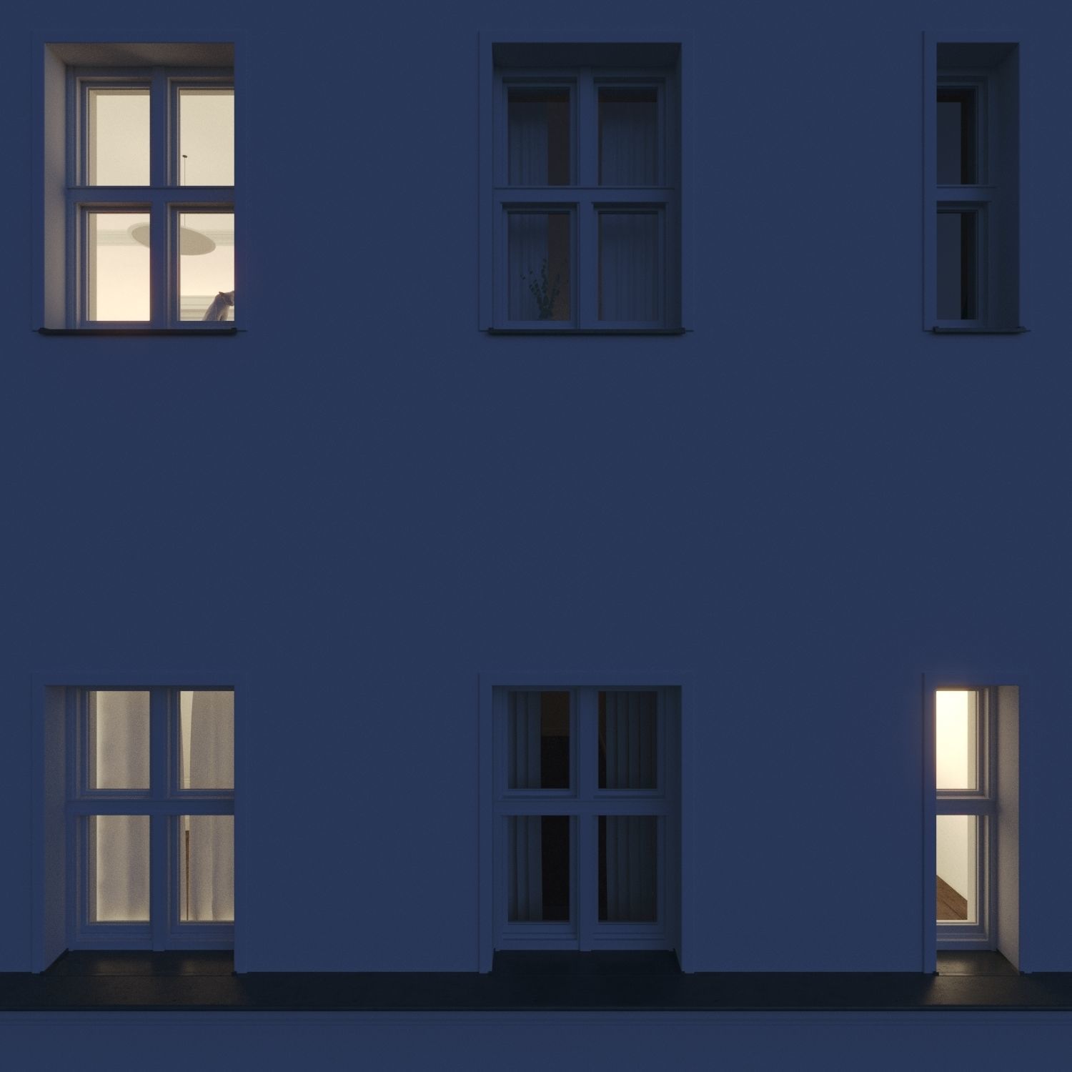 Residential City Building - Row - 02 - Clean Facade 3D model_10