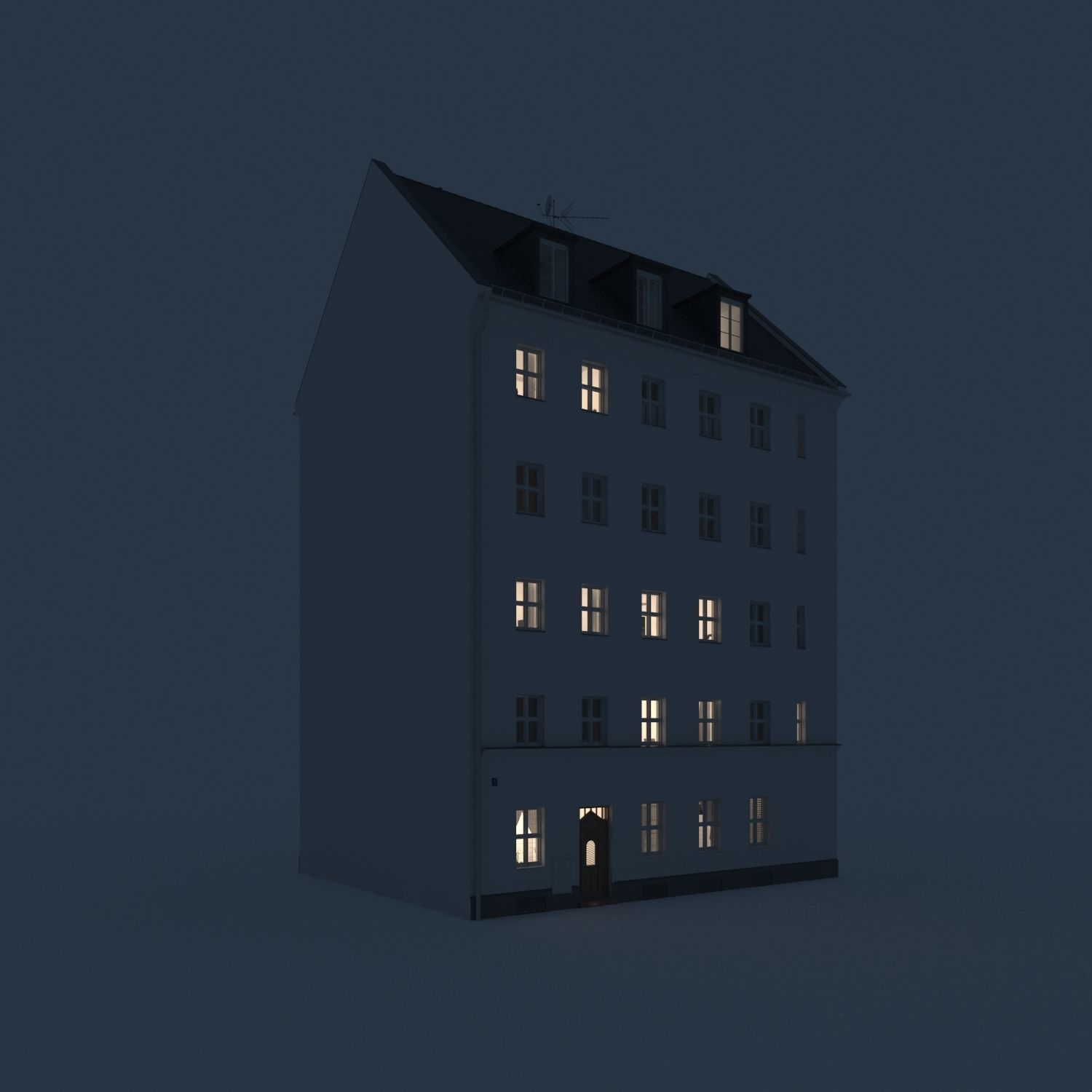 Residential City Building - Row - 02 - Clean Facade 3D model_3