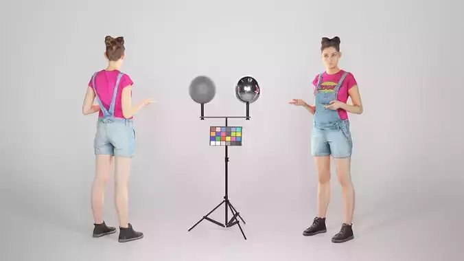 Young girl in denim is posing 103 Low-poly 3D model