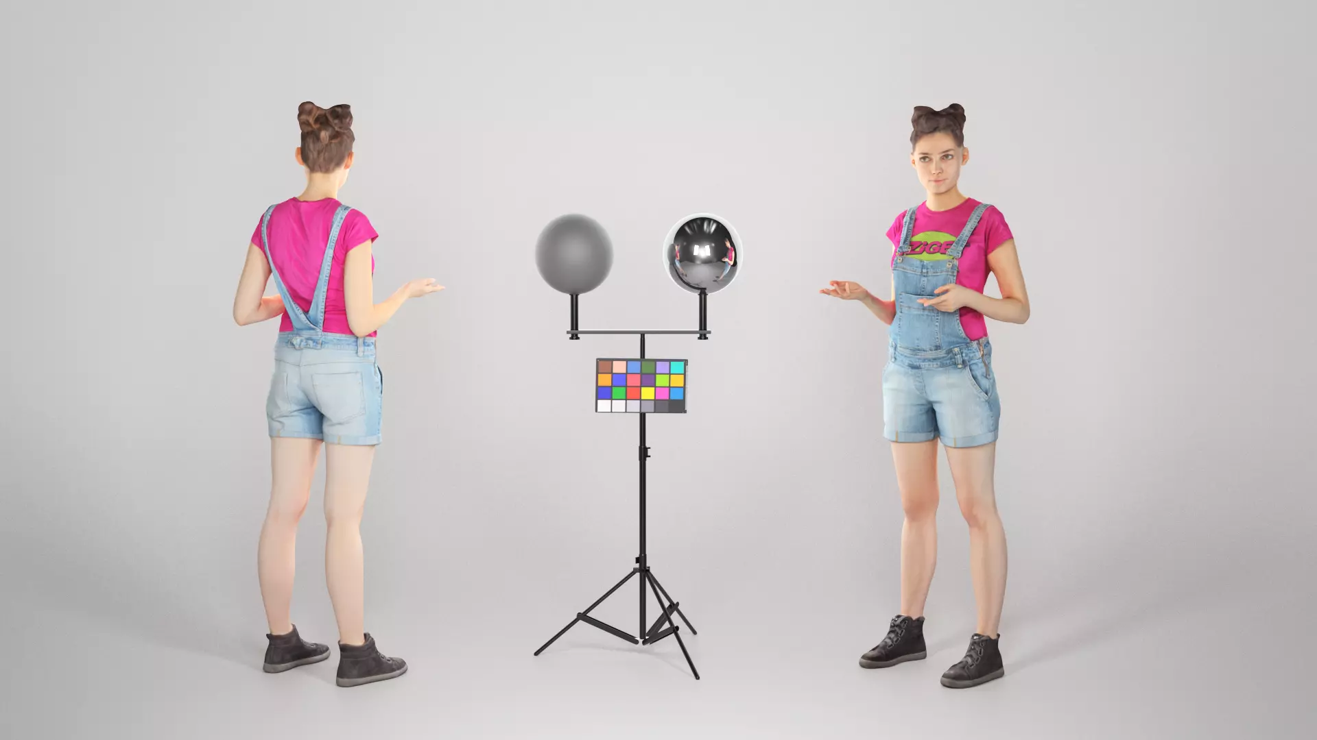 Young girl in denim is posing 103 Low-poly 3D model_0