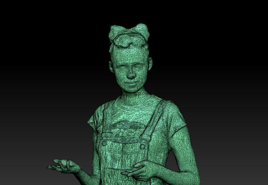 Young girl in denim is posing 103 Low-poly 3D model_4