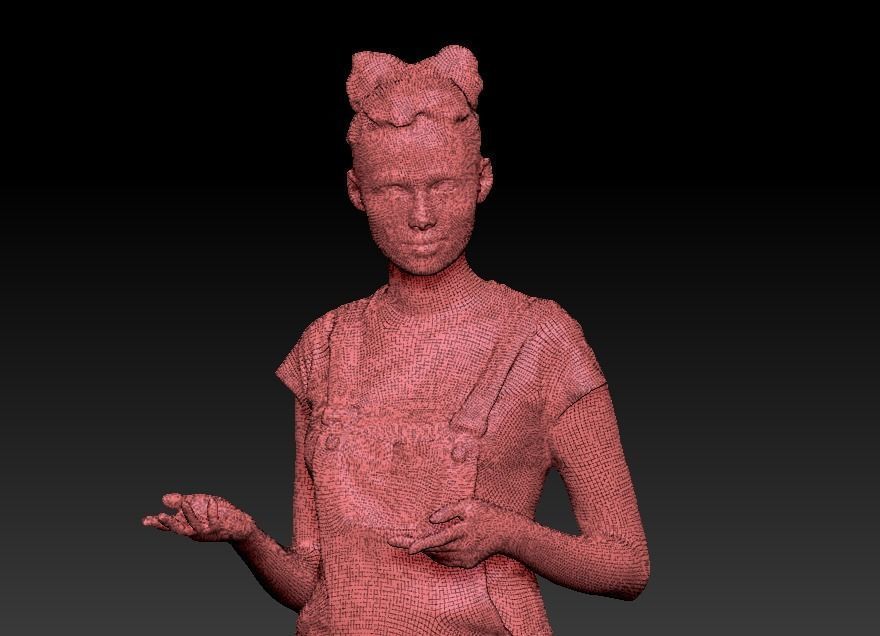 Young girl in denim is posing 103 Low-poly 3D model_5
