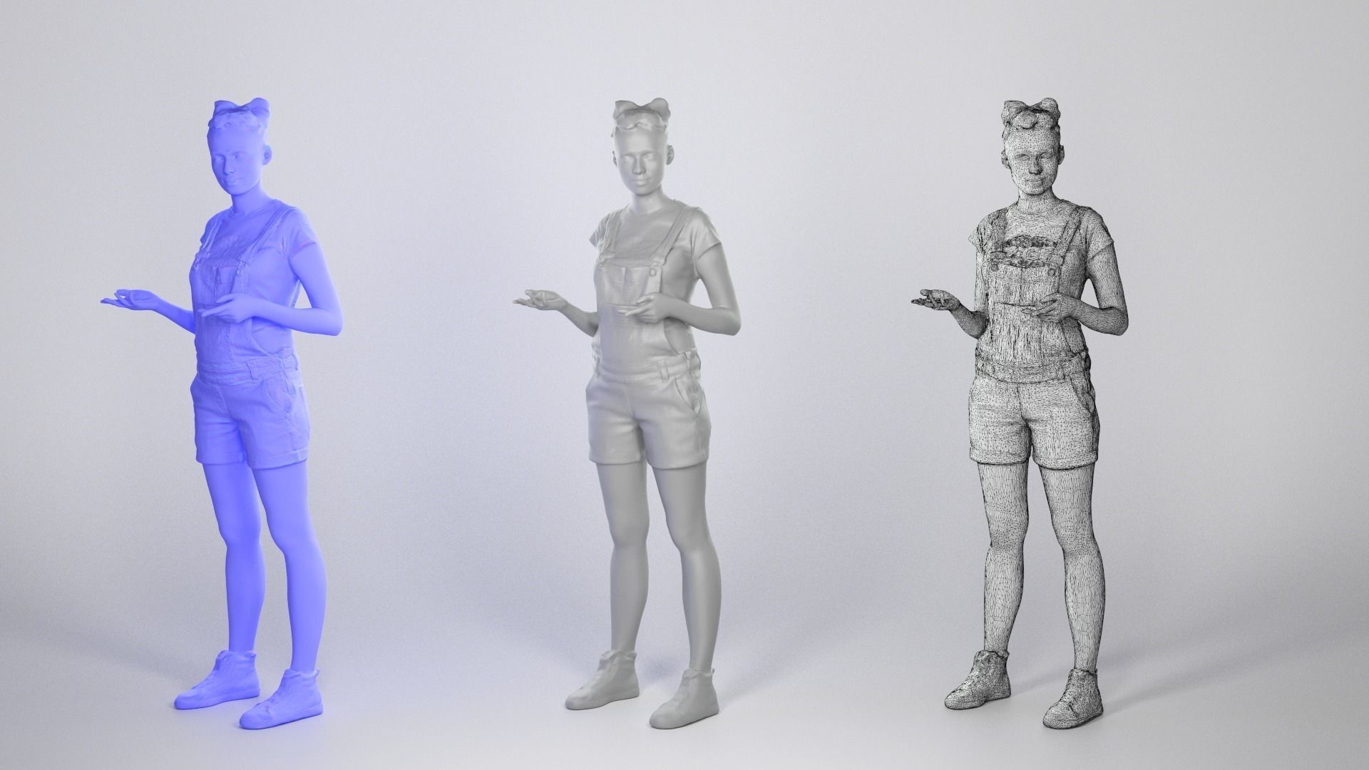 Young girl in denim is posing 103 Low-poly 3D model_3
