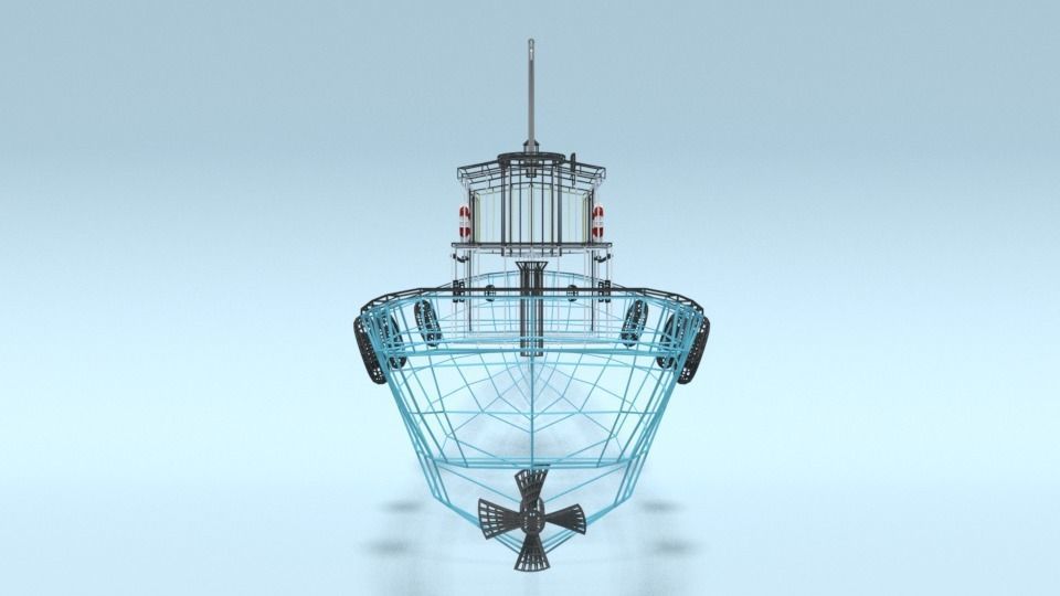 Low Poly Cartoon Fishing Boat Low-poly 3D model_22