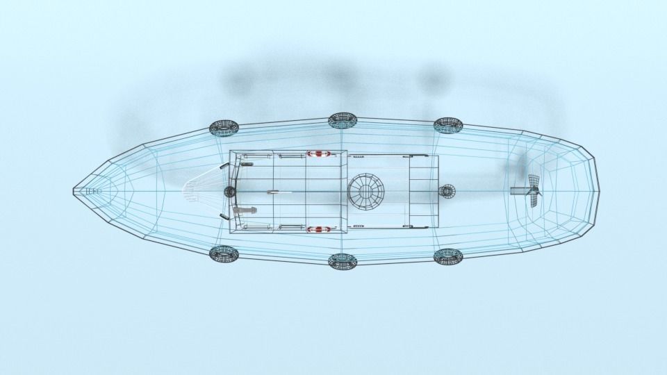 Low Poly Cartoon Fishing Boat Low-poly 3D model_25