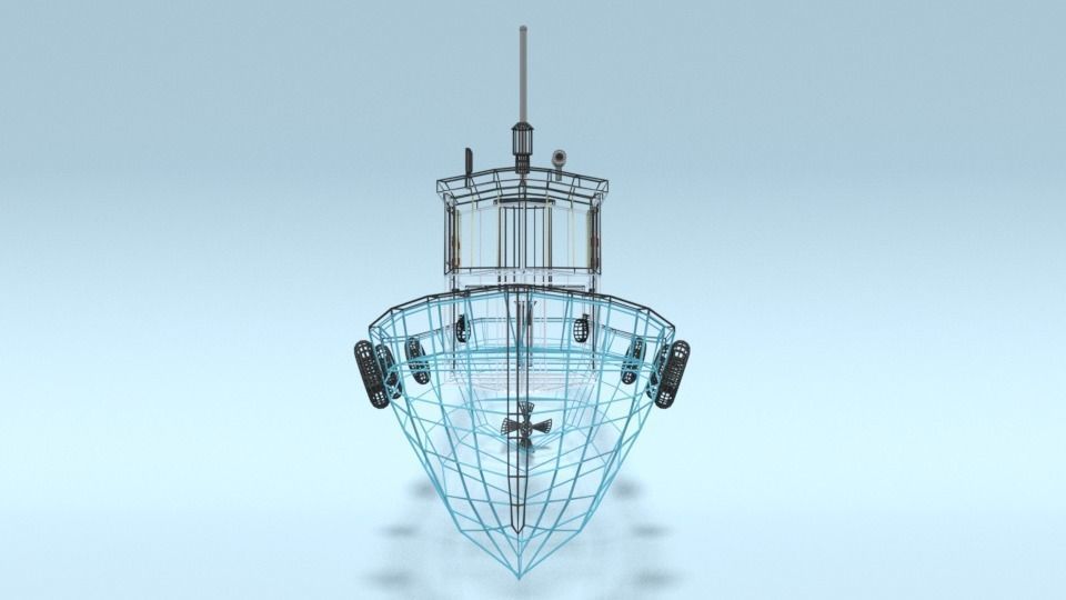 Low Poly Cartoon Fishing Boat Low-poly 3D model_18