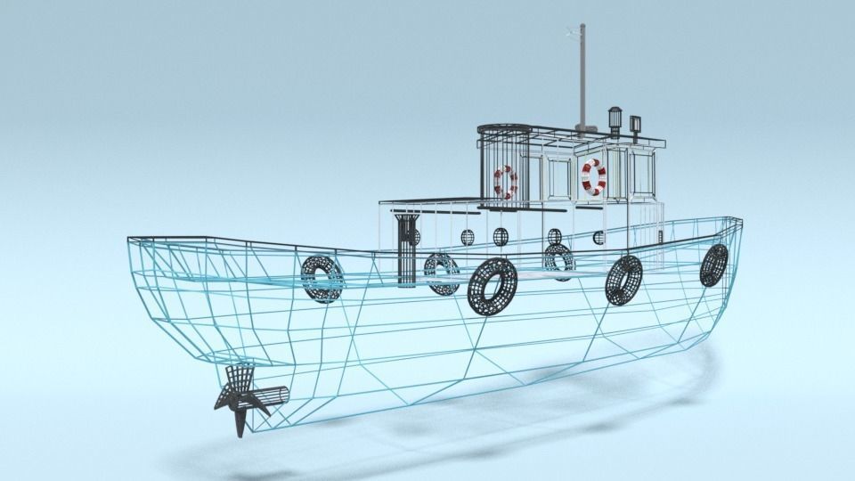 Low Poly Cartoon Fishing Boat Low-poly 3D model_21