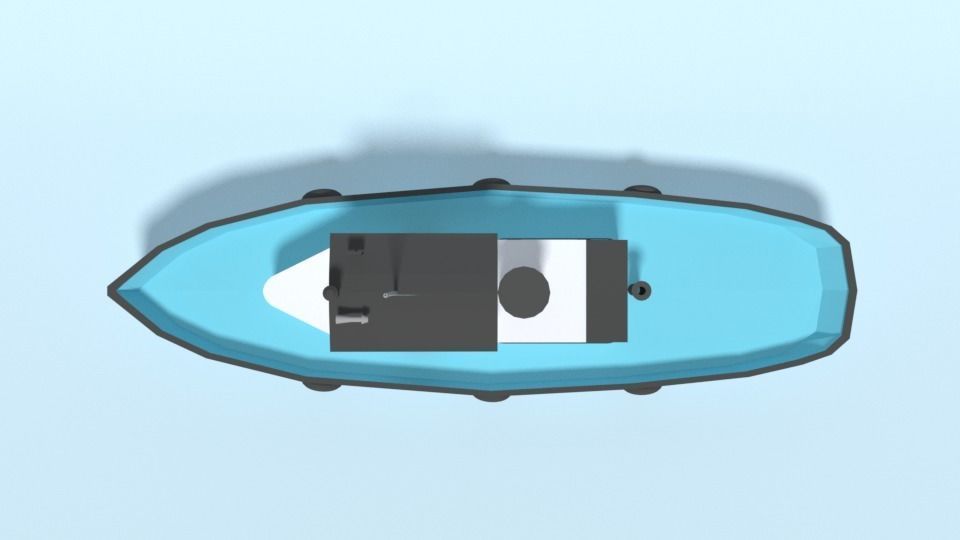 Low Poly Cartoon Fishing Boat Low-poly 3D model_15