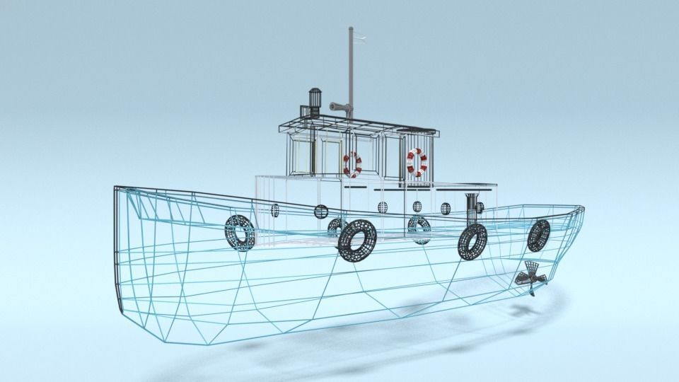 Low Poly Cartoon Fishing Boat Low-poly 3D model_17